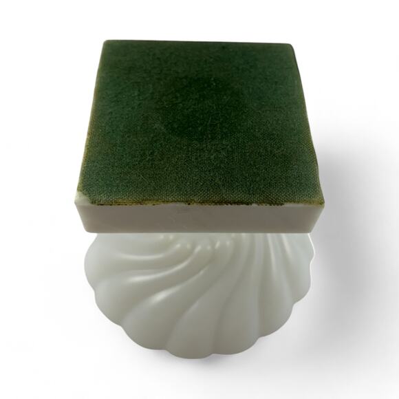 Vintage White Milk Glass Compote Dish Brass Accents on Marble Base, Mid-Century - Picture 6 of 7